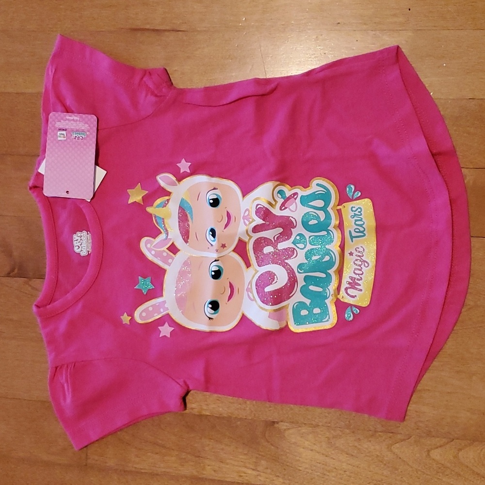 Toddler Girls CRY BABIES Magic Tears T-Shirt Size 2T 3T Hot Pink NWT